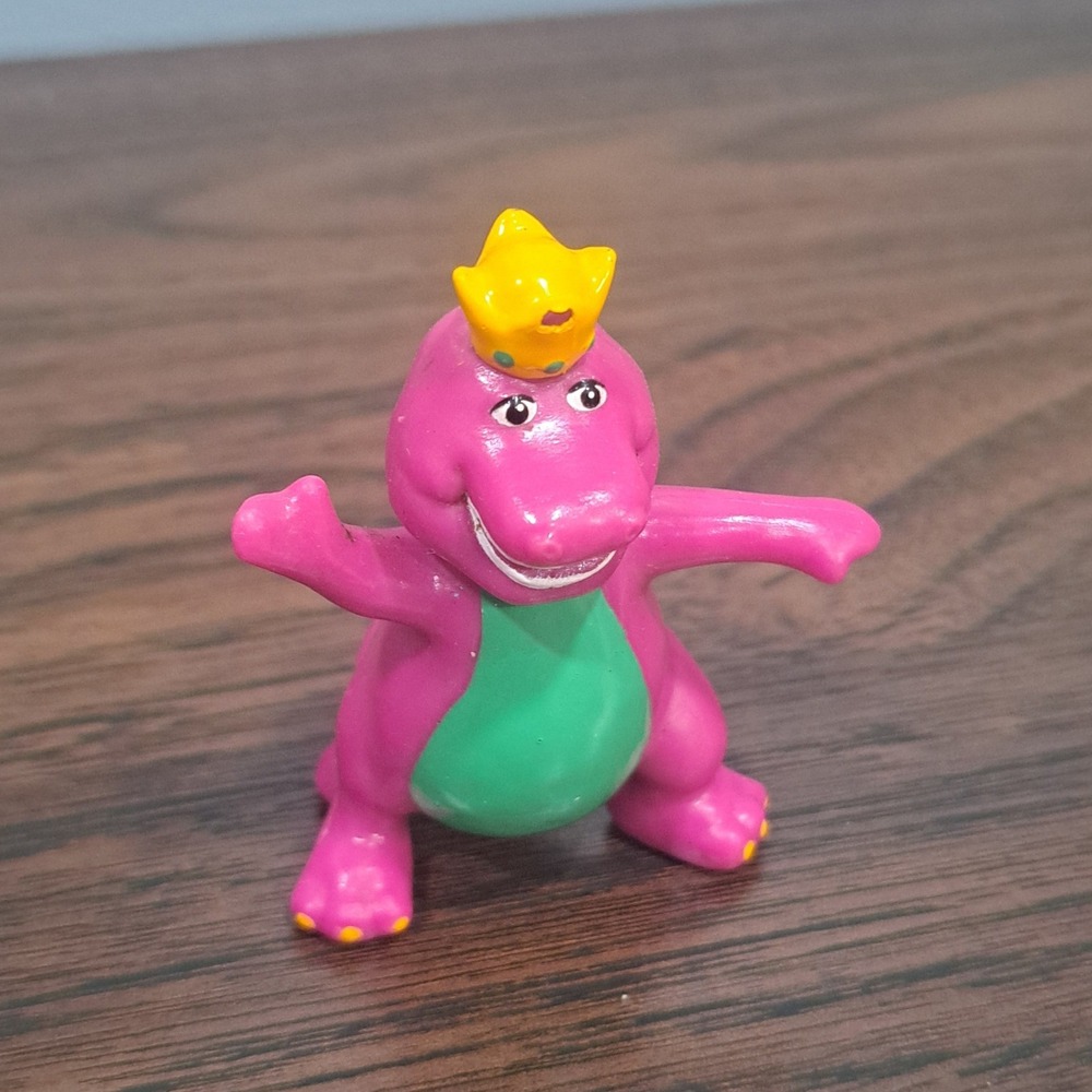 VTG 1993 Barney the Dinosaur PVC Mini Figure with Crown Lyons Group Toy 90s Kids